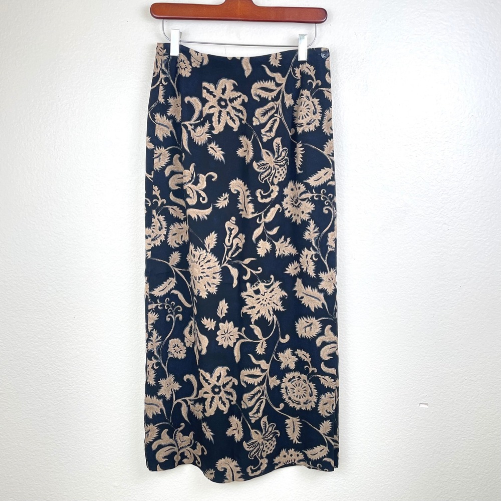 Vtg Y2K 90s Jones New York Skirt Sz S/M 100% Silk Midi Fairy Whimsigoth Phoebe